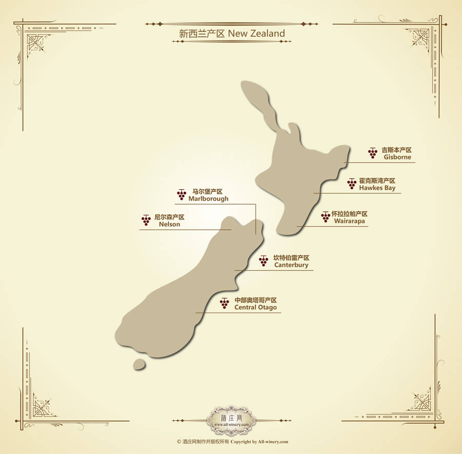 新西兰产区地图